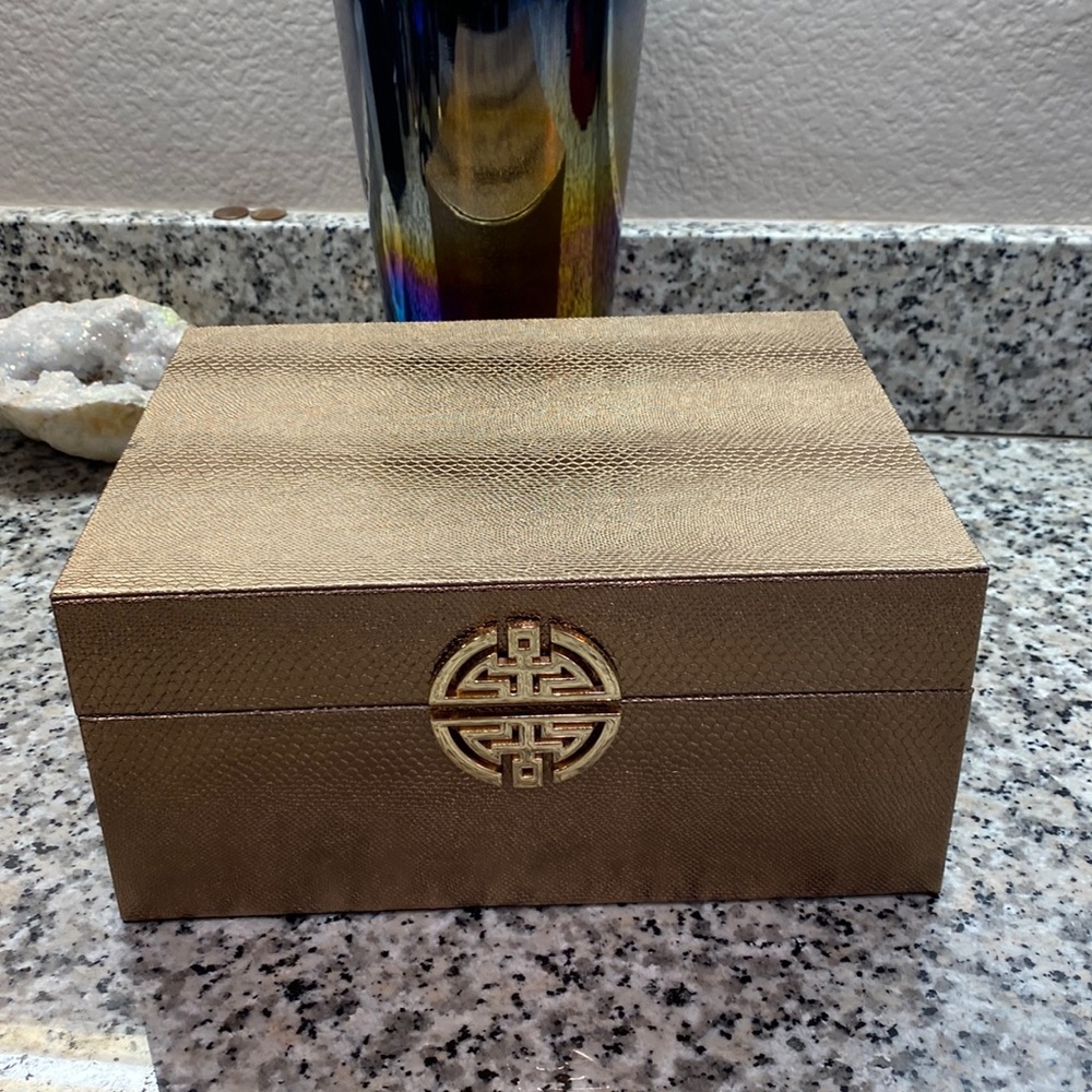 Gold faux snakeskin jewelry box